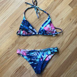 Zaful Triangle Bikini Set Tropical Print-Size S